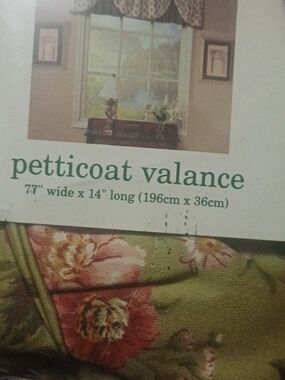 Waverly Petticoat Valance in Green with Pink Floral